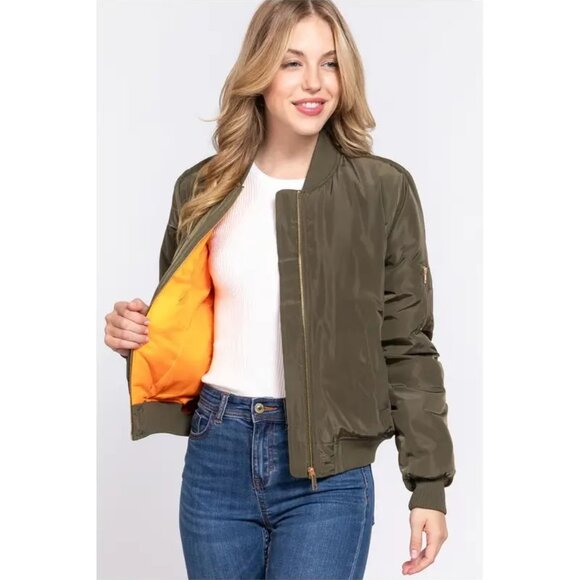 Olive Green Bomber Jacket - Picture 3 of 3